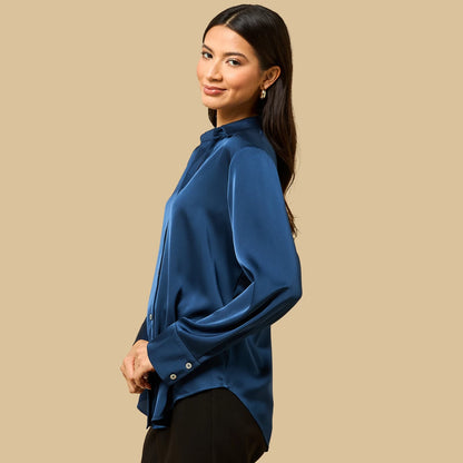 Max Blue Satin Shirt