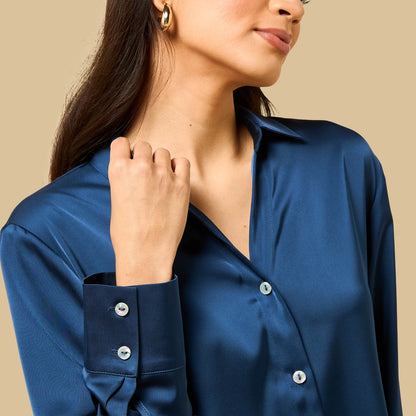 Max Blue Satin Shirt