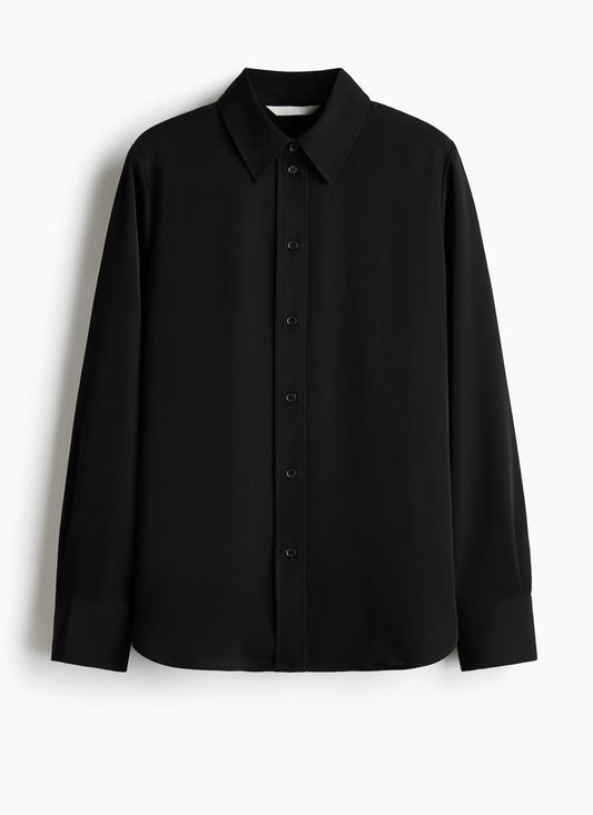 H&M black satin shirt