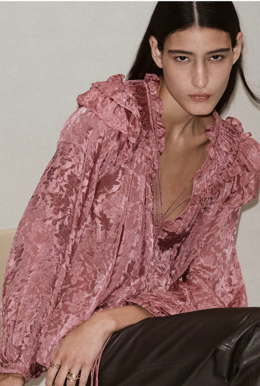H&M dusty pink floral shirt