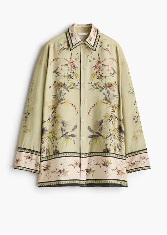 H&M light dusty green patterned shirt