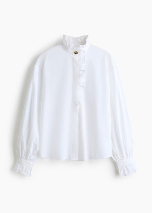 H&M frilled white cotton blouse