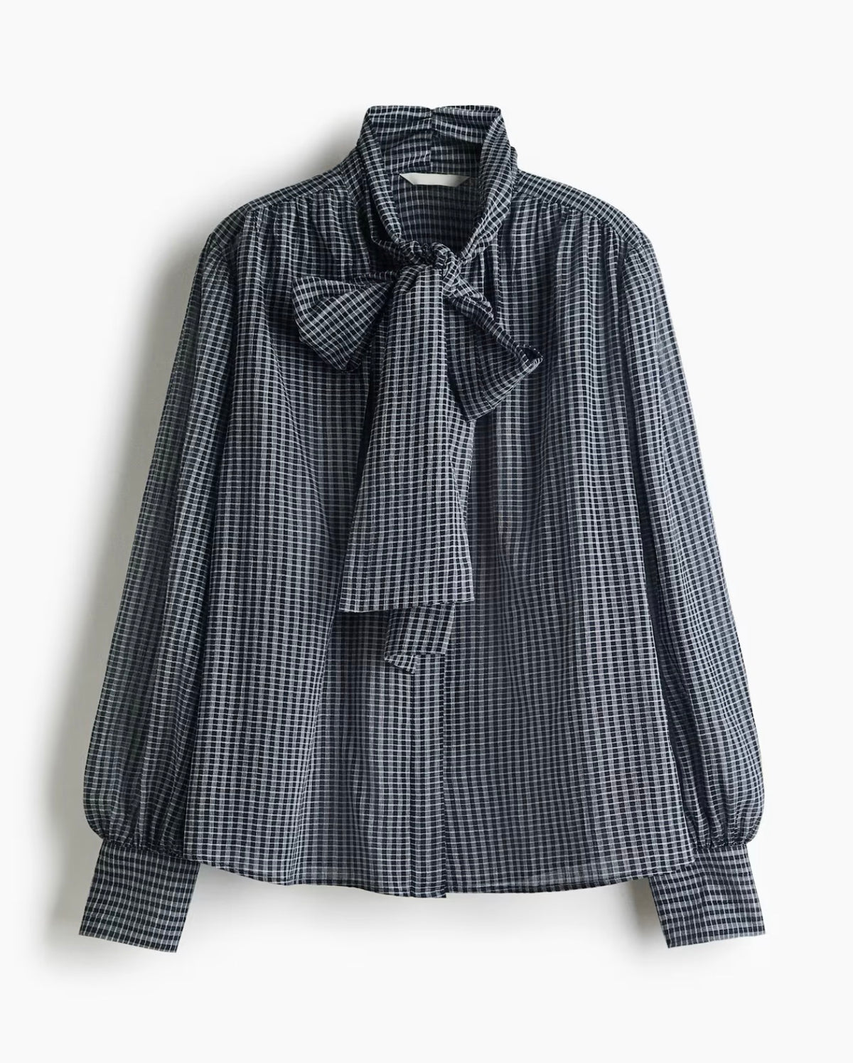 H&M bow-collar blue blouse