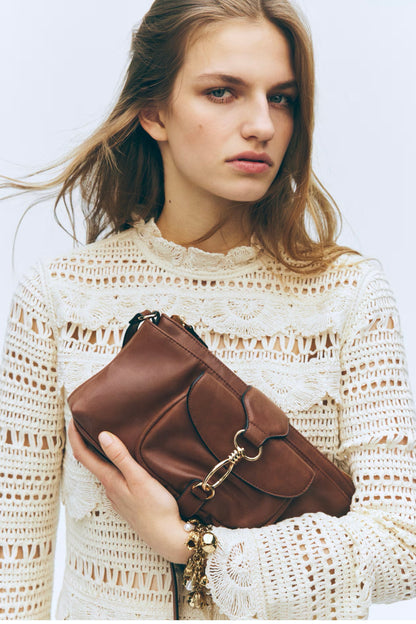 H&M brown bag with metal clasp