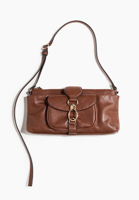 H&M brown bag with metal clasp
