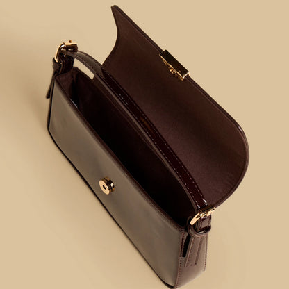 Max metallic brown bag with gold chain