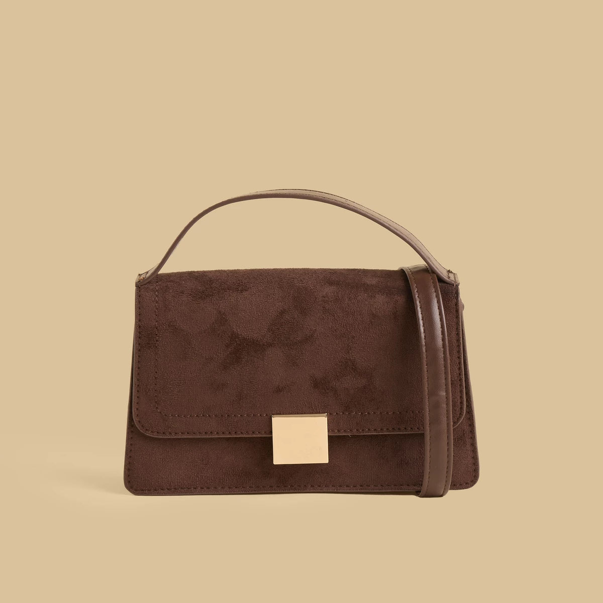 Max textured brown bag with button closure
