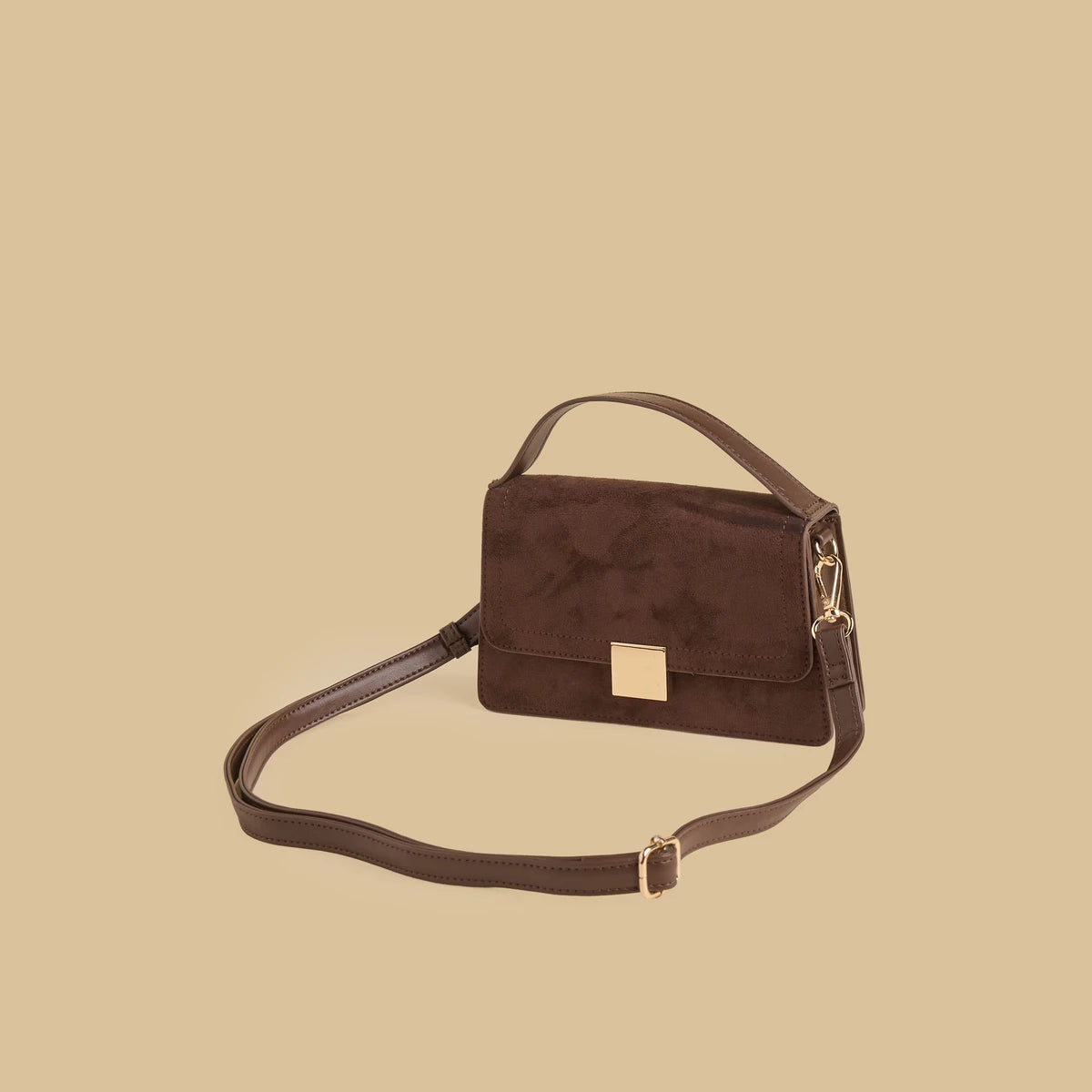 Max textured brown bag with button closure