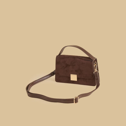 Max textured brown bag with button closure