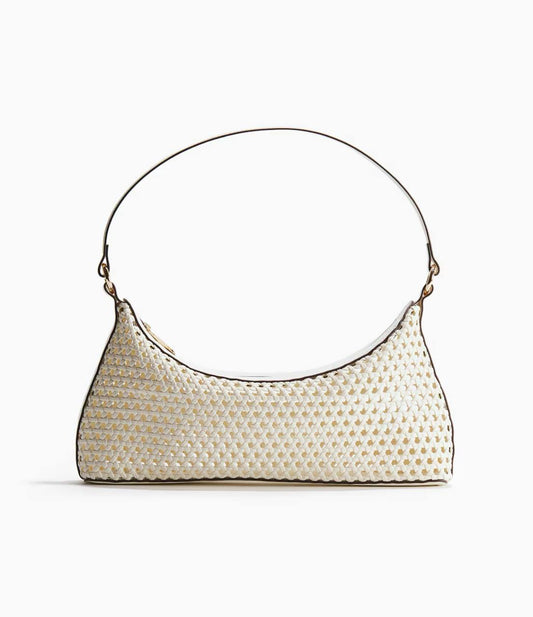 H&M Shoulder Bag Lattice Weave - White