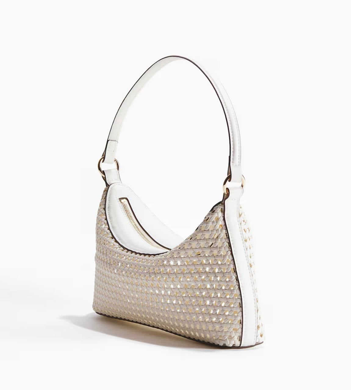 H&M Shoulder Bag Lattice Weave - White