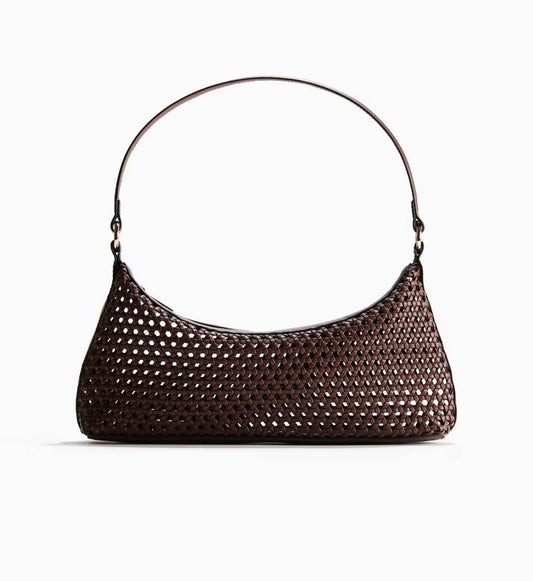 H&M Shoulder Bag Lattice Weave - Brown