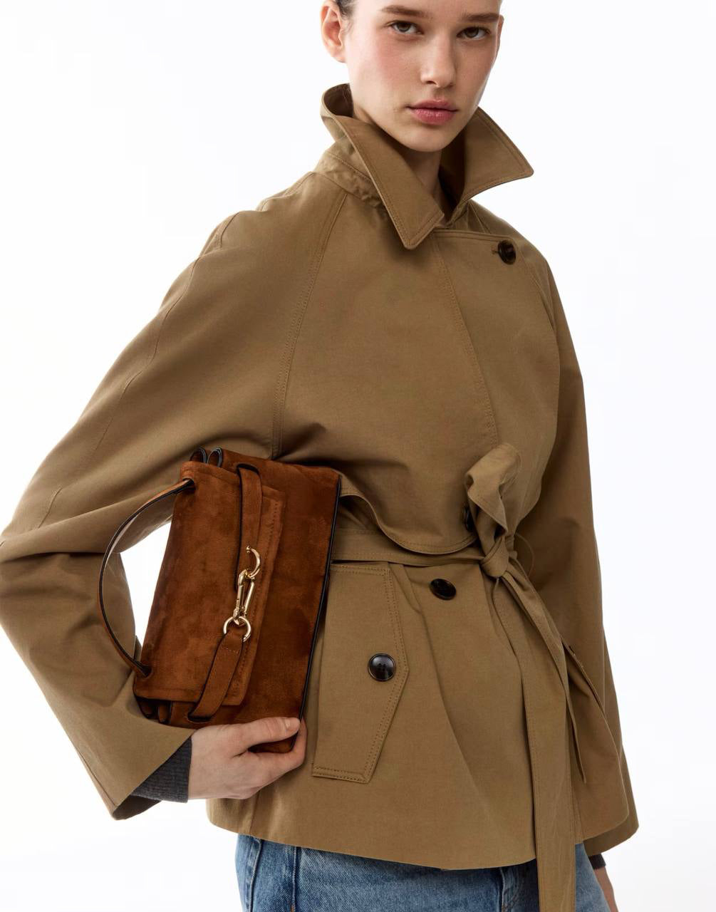 H&M Crossbody Bag with Gold Clasp - Brown
