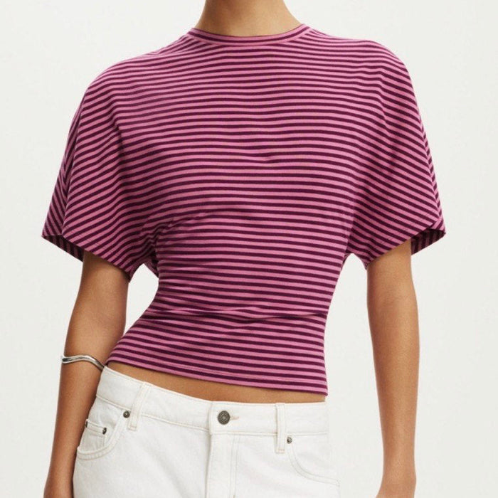 Cotton On Batwing Short Sleeve Stripe Berry