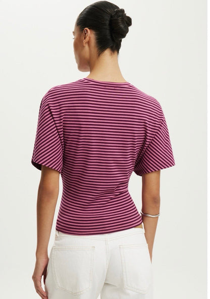 Cotton On Batwing Short Sleeve Stripe Berry