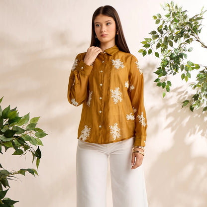 Yellow embroidery shirt