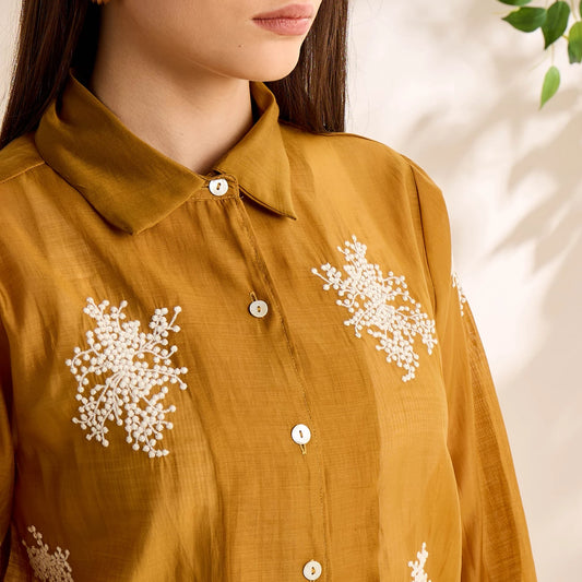 Yellow embroidery shirt
