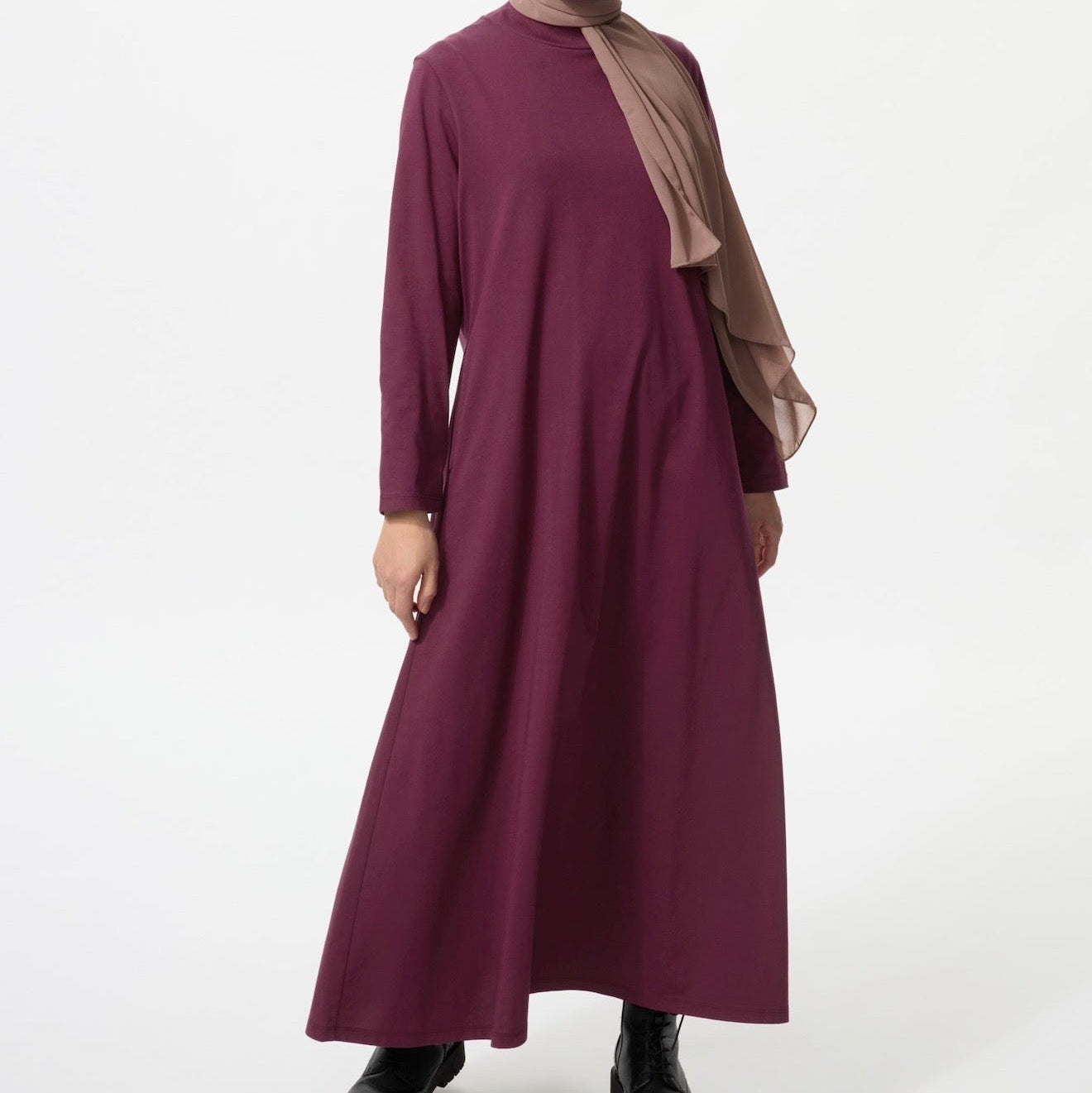 Wine cotton flare dress
