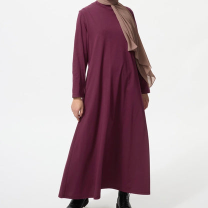 Wine cotton flare dress