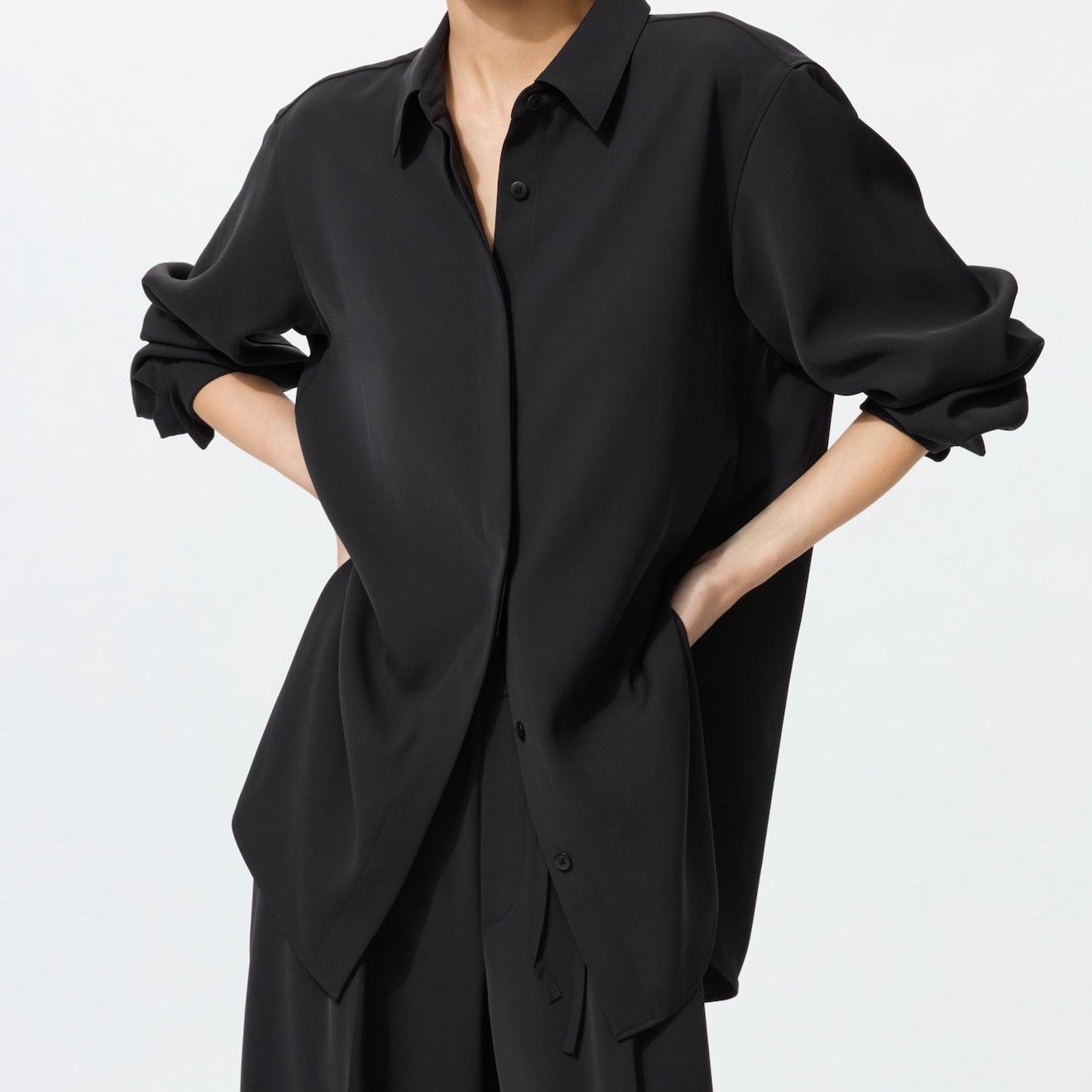 Uniqlo drape shirt black