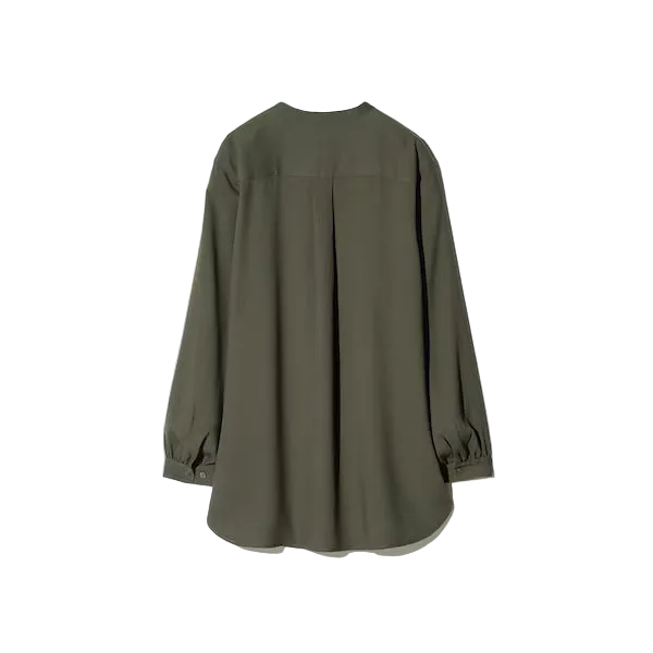 Olive rayon band collar shirt