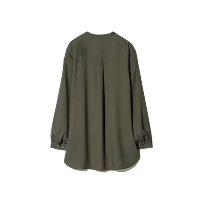 Olive rayon band collar shirt