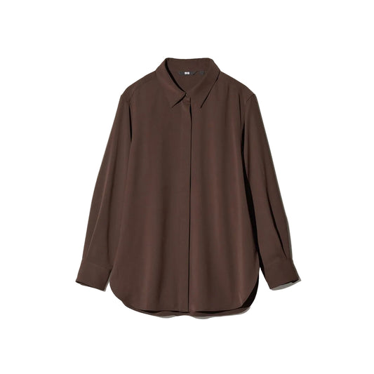 Brown drape long shirt