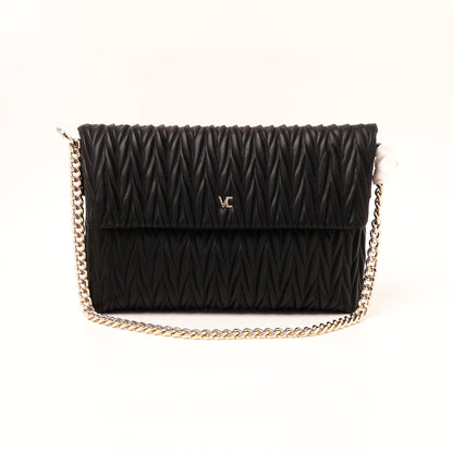 Vincci quilted flap cross body bag black