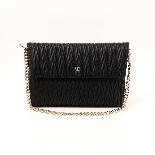 Vincci quilted flap cross body bag black
